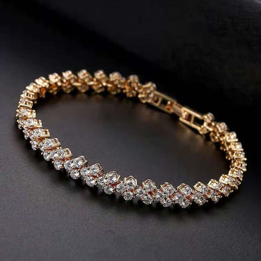 Roman Crystal Diamond Style Bracelet – Sparkling Gold Luxury for Women